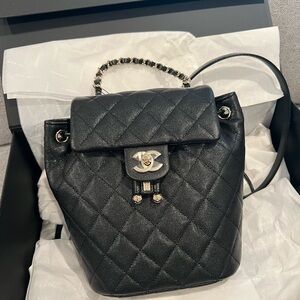 Chanel urban spirit backpack small caviar leather black gold hardware